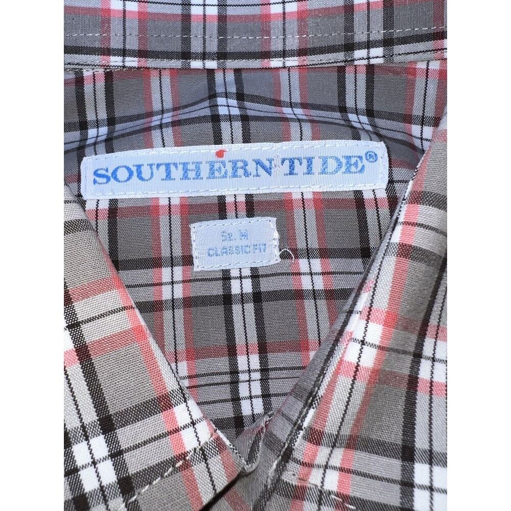 Southern Tide Shirt Men's Size M Brown Plaid Classic Fit Long Sleeve Button Logo - Picture 3 of 13